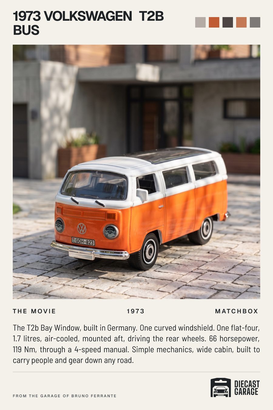 Poster: 1973 Volkswagen T2b Bus, the die-cast itself